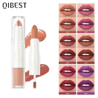 Rouge à lèvres et brillant à lèvres 2 en 1 personnalisés de marque privée Végétalien Sans cruauté Ingrédients liquides minéraux à double tête Logo personnalisé