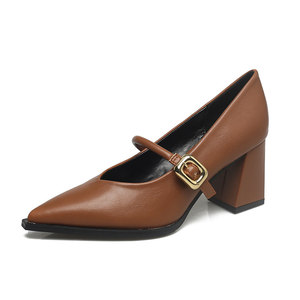 <span class=keywords><strong>Scarpe</strong></span> da <span class=keywords><strong>Donna</strong></span> <span class=keywords><strong>con</strong></span> <span class=keywords><strong>Tacco</strong></span> Alto Raffinate, Primavera 2025, Nuove Mary Jane Slip-On in Pelle di Vacchetta Coreana a Due Strati, Marrone <span class=keywords><strong>con</strong></span> Punta - Product Image 5