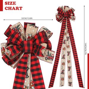 Ruban en tissu à carreaux extra-long de 1,4 mètre, en forme de papillon, pour ornement de sapin de Noël, réutilisable, design tendance - Product Image 2