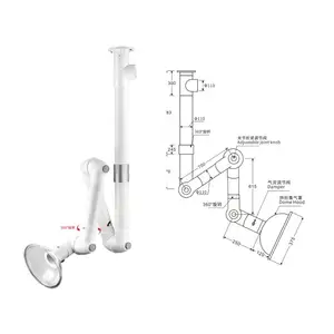 Penghisap asap fleksibel berputar Universal, tudung ekstraksi/lengan ekstraksi laboratorium/campuran aluminium Universal