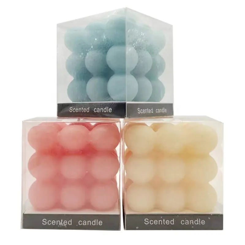 custom packaging aromatherapy vanilla scented ins bubble cube ball candles soy wax