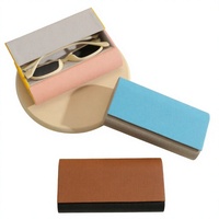 Étui à lunettes multicolore tendance à double couche, protection rigide, en cuir PU, en forme de U