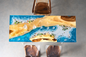 Mesa de Resina Epoxi <span class=keywords><strong>Sancho</strong></span> Multi-Bay de Tres Capas con Micro Paisaje Subacuático, Diseño Contemporáneo, Juego de Comedor - Product Image 2