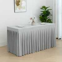 Nappe de table rectangulaire plissée pour événements, réceptions et banquets
