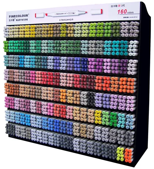 160 Kleuren Hot Sale Fabriek Directe Prijs Alcohol Gebaseerde Schets Kunst Hervulbare Marker Pen Set Met Display Rack