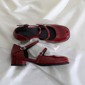 YT 2025 Verano Nueva moda Sandalias de punta cuadrada para mujer Retro Bun Head, zapatos de cuero pequeños Mary Jane de tacón medio - Product Image 3