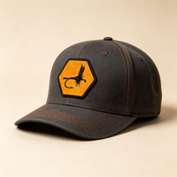 Casquette de baseball unisexe en coton lavé à six panneaux avec patch personnalisé pour la pêche à la mouche hexagonale, idéale pour les sorties de pêche en rivière et les clubs de pêche en extérieur
