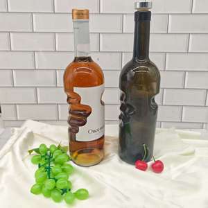 Fabricante al por mayor 750ml botella de vino tinto mano de <span class=keywords><strong>Ángel</strong></span> botellas de bebidas de vino de jugo de fruta de vidrio en forma especial - Product Image 5