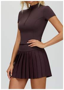 Ensemble de yoga respirant et ventilé pour femmes, veste de sport à demi-zip et short, taille plus, séchage rapide, logo frontal sans couture - Product Image 6