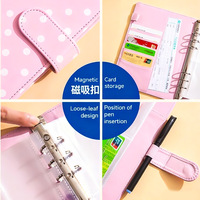 Carnet à feuilles mobiles A5 motif macaron, multifonctionnel, en cuir, avec pince à billets, enveloppe pour 100 dollars, planificateur de budget, cadeau