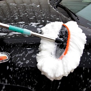 Brosse de lavage de voiture à poils doux, manche télescopique, en soie de lait, 95CM X 125CM, tête de brosse blanche, outils de lavage de voiture - Product Image 3