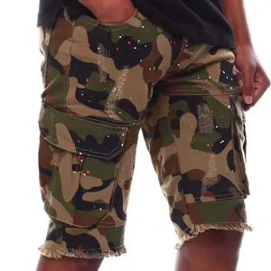 OEM custom cotton casual sportswear multi pocket tactical camo outdoor camouflage cargo shorts for men
