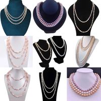 Ensemble collier et bracelet de perles d'eau douce presque rondes, bijoux plaqués or/argent en gros pour mariages, fêtes et cadeaux