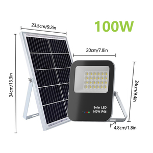 מנורת גינה חיצונית עמידה למים 100W סולארית לד, עם סוללת אלומיניום ניתנת להחלפה, תאורת לד בהירה במיוחד 5054 - Product Image 4