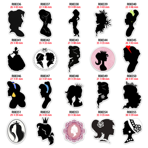 50 Pezzi di Resina Piatta con Stampa di Silhouette di Principesse Cartoon, Design Ecologico Personalizzabile per Fiocchi e Fasce per Capelli - Product Image 1