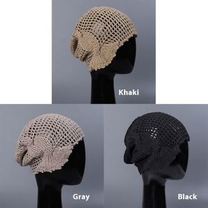 Gorro de Lino Tejido a Mano con Diseño Floral, Transpirable, para Primavera/Verano, Estilo Casual para Mujer - Product Image 2