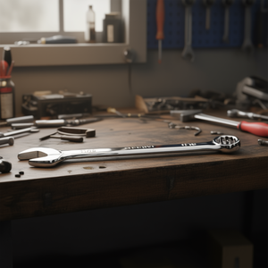 Clé combinée à double extrémité de qualité industrielle Fervi, 11/16 pouces, acier au chrome-vanadium, chromée, polie miroir - Product Image 3