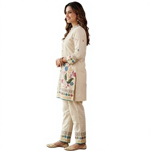 Women's Indian Ethnic Digital Print Cotton Salwar Kameez Set Beige Regular Fit Formal Style Graduation <b>Wedding</b> Casual Moisture - Product Image 6