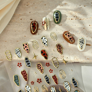 Pegatinas de <span class=keywords><strong>Uñas</strong></span> 5D Personalizadas TSZS con Estampado de Leopardo, <span class=keywords><strong>Vaca</strong></span> y Cebra, Adhesivas, Retro, con Patrón <span class=keywords><strong>Animal</strong></span>, Venta al Por Mayor - Product Image 4