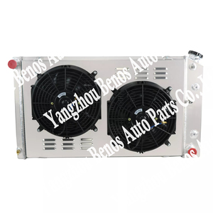 Radiador de aluminio para piezas de automóviles, radiador de 3 filas + ventiladores de cubierta para Chevy Bel Air Impala <span class=keywords><strong>Chevelle</strong></span> 1963-1968 67 <span class=keywords><strong>65</strong></span> - Product Image 1