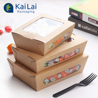 Afhaallocatie voedselcontainers groothandel kraftpapier salade fruit takeaway doos lunchverpakking met venster