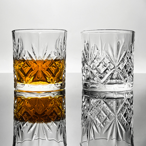 Whiskey Glass In Stock Wholesale Factory Price Diamond Shape Whiskey Glass Thicken Base Glass Tumbler
