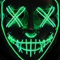 Masque lumineux LED noir en forme de V pour la fête d'Halloween, masque de danse à lumière froide, accessoire de cosplay effrayant, accessoire décoratif