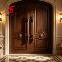 Manijas de Puerta de Latón Bronceado Mate Dorado, Manijas de Puerta Delantera de Latón Ornamentadas Clásicas de Lujo, Manijas de Puerta de Vidrio de Alta Gama para Hotel o Villa