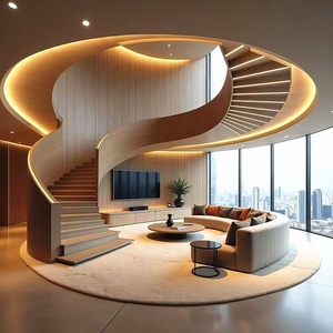 Escalier en colimaçon en acier et bois courbé avec marches en verre pour intérieur et extérieur – Offre Spéciale - Product Image 3