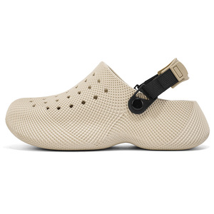 Multi Holes Breathable Clogs Men Shock Absorbing Thick Platform Sole Wear Resistant Two Ways Wear Comfort Flip Flops <b>Slippers</b> - Product Image 2
