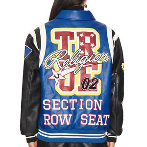 Latest Fashionable Hot Sale <b>Women</b> Baseball Varsity <b>Jacket</b> Stand Printed Canvas Winter Breathable <b>Lightweight</b> OEM Service - Product Image 2