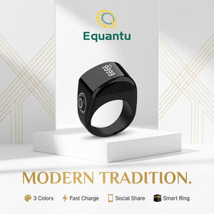 Equantu QB702 Smart Zikr Ring, contador con sincronización de aplicación, recordatorio de vibración para los 5 tiempos de oración, pantalla OLED con estuche de carga, Anillo Itasbeeh - Product Image 1