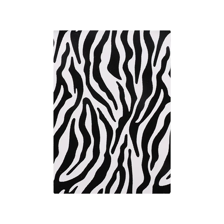 Zebra Black And White Stripes Printing Imitated Velveteen Flocking Pu Faux Leather For Shoes Bag