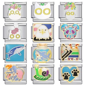 Accesorios DIY: Pulseras de Joyería de Moda de Acero Inoxidable con Dijes Italianos Modulares Elásticos Hechos a Mano de Animales de Dibujos Animados para Venta al por Mayor - Product Image 1