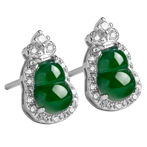 S925 <b>silver</b> set with natural A-grade jadeite lotus-shaped green ice-quality jadeite earrings for ladies - Product Image 4