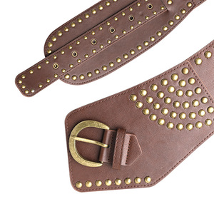 <span class=keywords><strong>Ceinture</strong></span> large vintage pour femme, <span class=keywords><strong>ceinture</strong></span> élastique à clous, <span class=keywords><strong>ceinture</strong></span> extensible avec rivets, <span class=keywords><strong>boucle</strong></span> en métal - Product Image 6