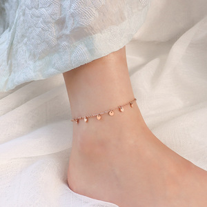 Nouvelle Arrivée Bijoux de Mode Étanche Plaqué Or 18 carats Acier Inoxydable Chaîne Délicate Petite Breloque Disque Pièce de Monnaie Bracelet de Cheville pour Femme - Product Image 4