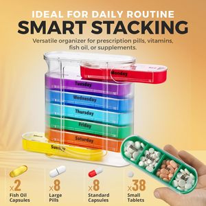 Colorful Weekly <b>Storage</b> <b>Box</b> Four Times a Day Pill Organizer with <b>Stackable</b> Compartments PP Medicine <b>Box</b> - Product Image 5