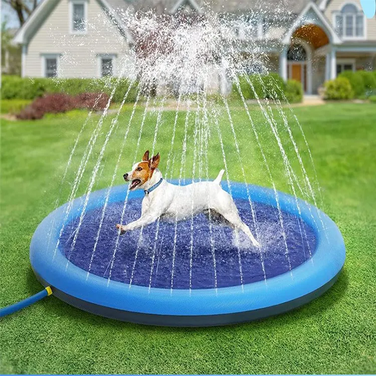 2022 hot selling inflatable pet dog splash pad water sprinkler pool with spray