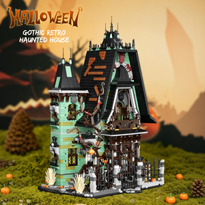 Blocs de construction Maison Hantée d'Halloween, Modèle de Jouet de Construction Scène Urbaine de Ville Fantôme Sombre en Pleine Nature Européenne, Cadeau d'Halloween - Product Image 2