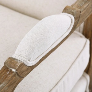 Fauteuil en bois de haute qualité en tissu français, canapé individuel pour salon - Product Image 4