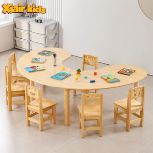 Table et Chaises Montessori en Bois Massif pour Garderie, École <span class=keywords><strong>Maternelle</strong></span>, Jardin d'Enfants – Table d'Apprentissage Enfant pour Utilisation en Salle de Classe - Product Image 1