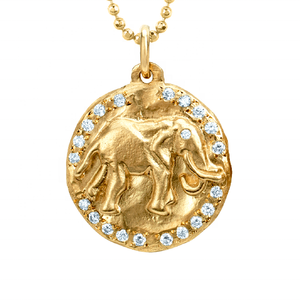 Collar tropical de circón de protección, elefante circular de Plata de Ley 925 chapado en oro de 18k, protección <span class=keywords><strong>tembo</strong></span> - Product Image 1