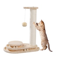 Nouveau Design mignon chat à deux couches griffoir chat griffoir jouet chat plateau tournant avec boules interactives et boule pendante