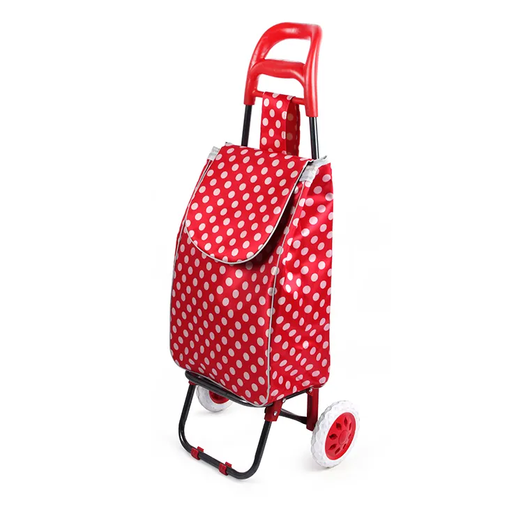 two wheel shopping trolley bag double-deck with four wheels flat trolley