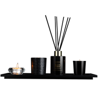 Ensemble de luxe 2023 avec bougie et diffuseur en verre noir, plateau en bois, respectueux de l'environnement