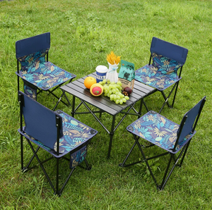 <span class=keywords><strong>Set</strong></span> Tavolo e Sedie Pieghevoli in Alluminio Leggero e Portatile, Arredamento da Picnic per Spiaggia, Giardino e Patio - Product Image 5