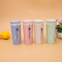 Tuoda Bio plastique paille de blé 300ml 10OZ sans BPA boisson écologique thé café bouteille d'eau avec couvercle et corde