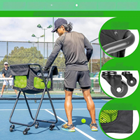 Chariot portable léger en acier pour balles de pickleball, sac de transport en tissu Oxford pour 120 balles de tennis et 100 balles de pickleball, utilisation extérieure
