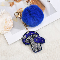 Porte-clés créatif en velours style coréen, en forme de champignon, avec strass et diamants, pendentif de sac